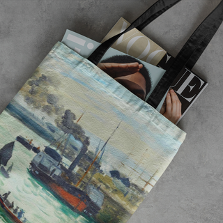 Lina vai kokvilnas auduma maisiņš «View Of A Port» | Kolekcija «Claude Monet»