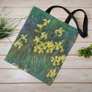Lina vai kokvilnas auduma maisiņš «Yellow Irises - 1917» | Kolekcija «Claude Monet»