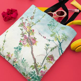 Lina vai kokvilnas auduma maisiņš «Pavasara ziedu zars» | Kolekcija «Aquarello»