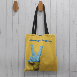 Lina vai kokvilnas auduma maisiņš «#StrongerTogether» | kolekcija «Par Ukrainu»