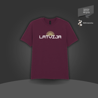 Kokvilnas T-krekls "Latvijas saule" | bordo