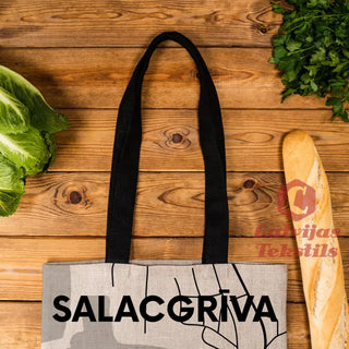 Pelēka Lina Auduma Maisiņš «Salacgrīva» | Kolekcija «Ielu Raksti» Auduma